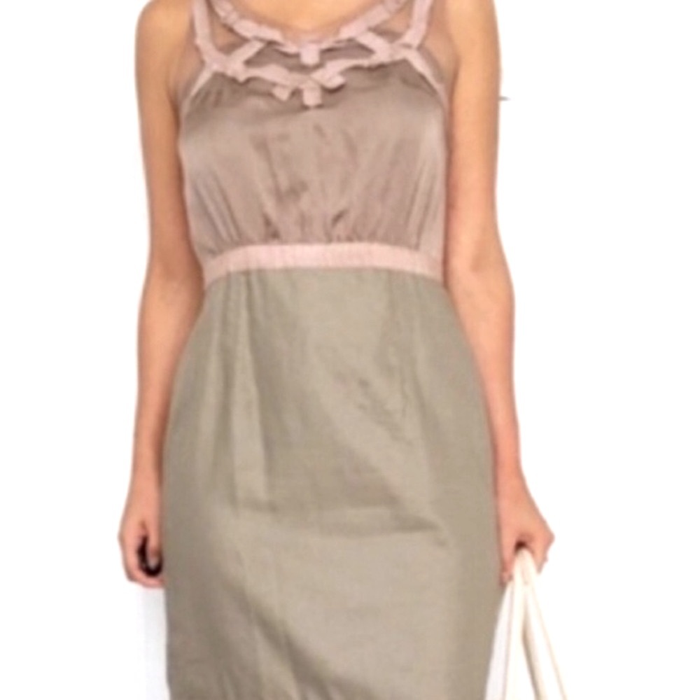 Loft Taupe Pink Mesh Dress